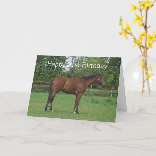 Pferd Personalisiert 21. Geburtstag Karte (Gelbe Blume)