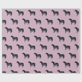 Pferd, Pferdeschuh und blaues Band Geschenkpapier (Flach)