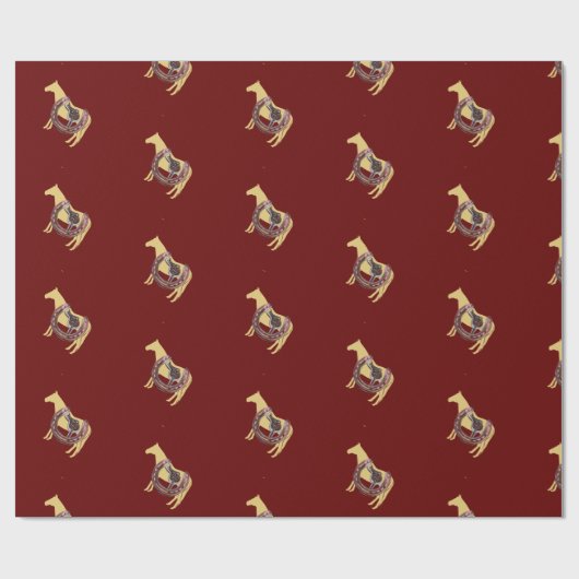 Pferd, Pferdeschuhsattel Geschenkpapier (Flach)