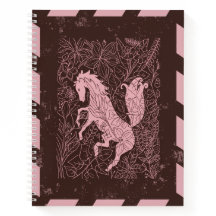 Pferd Pink Floral Boho Spiral Notizbuch Journal