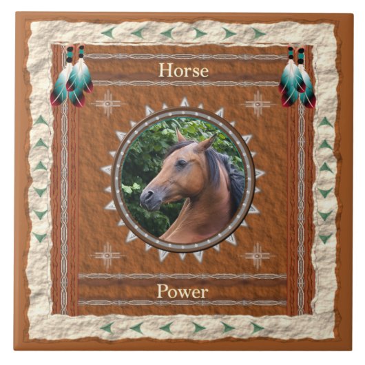 Pferd - Power - Keramik Fliese (Vorderseite)
