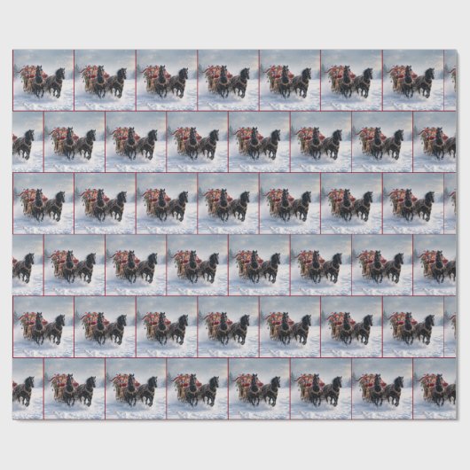 Pferd Pulling ein Weihnachtslied Geschenkpapier (Flach)