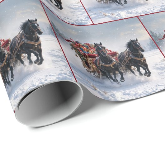 Pferd Pulling ein Weihnachtslied Geschenkpapier (Rolleneckpunkt)