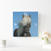 Pferd Quadratische Wanduhr (Zuhause)