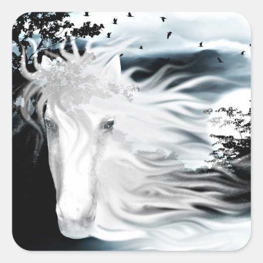 Pferd Quadratischer Aufkleber (Vorderseite)