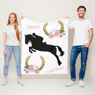 Pferd & Reiter Hunter Jumper "Ich liebe Pferde" Fleecedecke