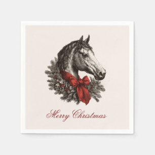 Pferd Reitsport im Vintage-Stil Weihnachten Serviette