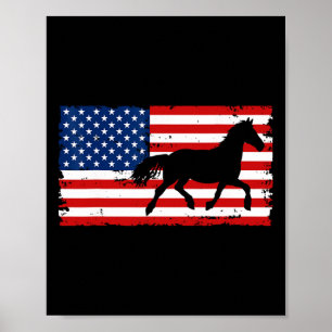 Pferd Reitsport Us Flag Vintage Warmblut Dressur Poster