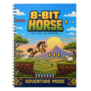 Pferd, Retro-8-Bit-Pixel-Art Notizblock