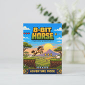 Pferd, Retro-8-Bit-Pixelkunst Postkarte (Stehend Vorderseite)