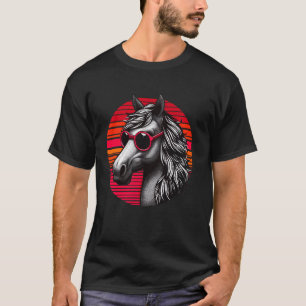 Pferd Retro Vintage Sonnenuntergang Tier Sonnenbri T-Shirt