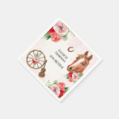 Pferd Rosa Floral Geburtstag Serviette (Ecke)
