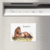 Pferd Rosa Floral Rustikal Brauner Sattel Magnet (In Situ (Geschirrspüler))