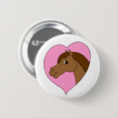 Pferd Rosa Hübsches Pferdefleisch Thema Button (Vorne & Hinten)