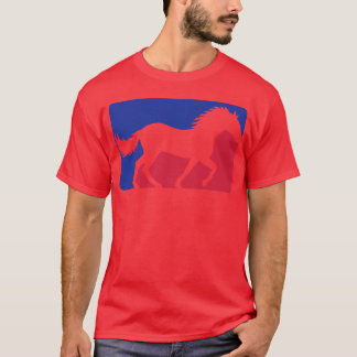 Pferd rot blau Sport Freund T-Shirt