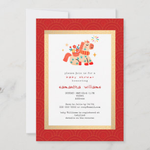 Pferd Rot Gold Pferd Baby Shower Jahr Einladung