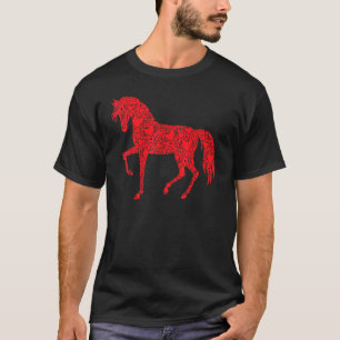 Pferd Rot & Schwarzes Herz Derby Reitsport Jockey T-Shirt