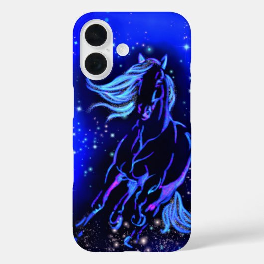 Pferd Running Blue iPhonr Case Starry Night (Rückseite)