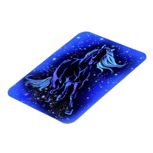 Pferd Running Magnet Blue Starry Night (Linke Seite)