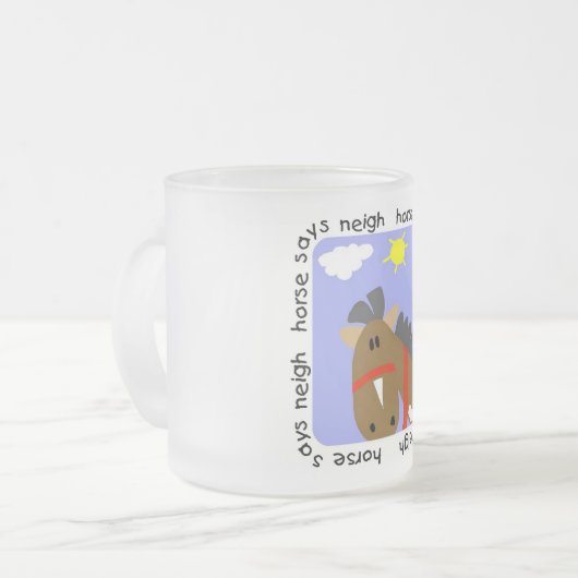 Pferd sagt Wiehern-T-Shirts und Geschenke Mattglastasse (Vorderseite Links)