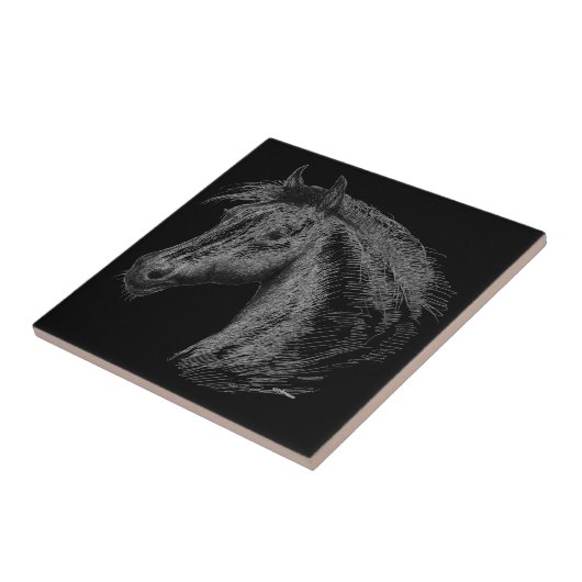 Pferd: Schwarz Fliese (Seite)