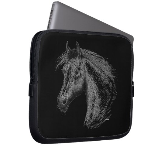 Pferd: Schwarz Laptopschutzhülle (Vorne Rechts)
