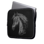 Pferd: Schwarz Laptopschutzhülle (Vorderseite Links)