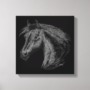 Pferd: Schwarz Leinwanddruck