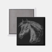 Pferd: Schwarz Magnet (Vorderseite/Rückseite)