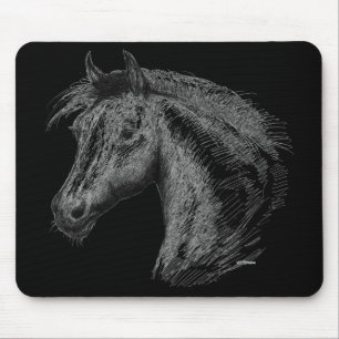 Pferd: Schwarz Mousepad