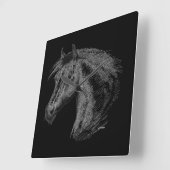 Pferd: Schwarz Quadratische Wanduhr (Winkel)