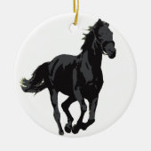 Pferd - schwarzer Stallion Keramik Ornament (Vorne)