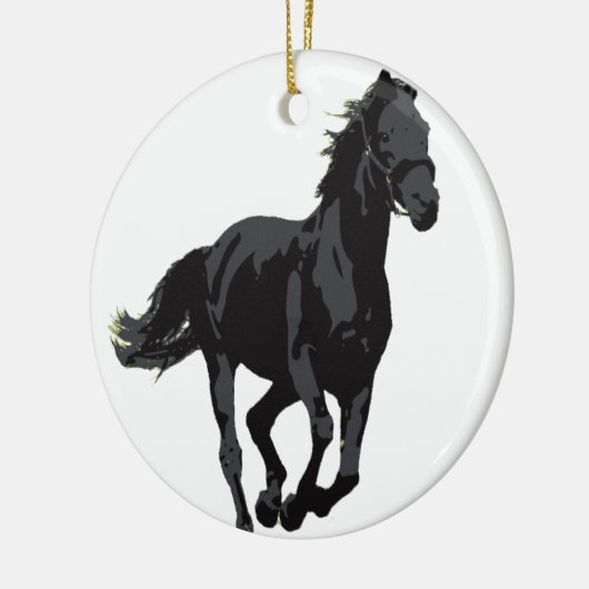 Pferd - schwarzer Stallion Keramik Ornament (Links)