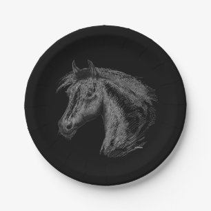 Pferd:  Schwarzes Pappteller