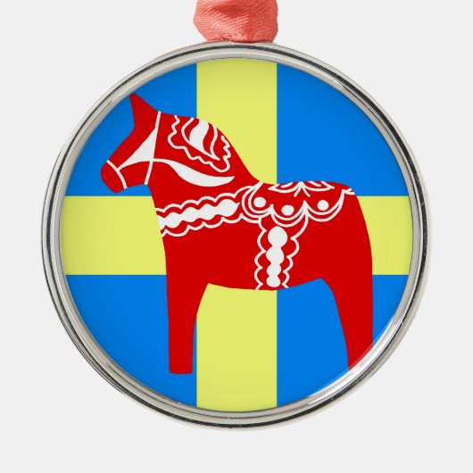 Pferd Schwedens Dala Ornament Aus Metall (Vorne)