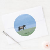 Pferd, See und Berglandschaft Runder Aufkleber (Umschlag)
