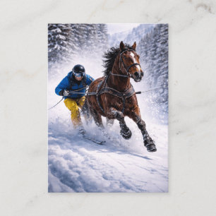 Pferd Skijoring Leinwandbild Winterpferd Telefonnummerkarte