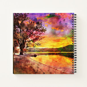Pferd & Sonnenaufgang beim SeenNotebook Notizblock