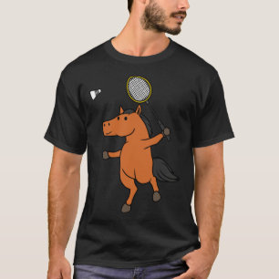 Pferd spielt Badminton Ironischer Sport Tier T-Shirt