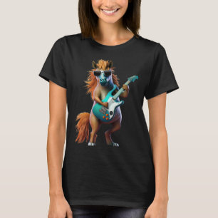 Pferd spielt elektrische Gitarre  Tier Pferd  Gita T-Shirt