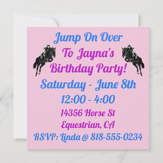 Pferd Springen Ich würde eher BeShowing! Reittier Einladung (Rückseite)