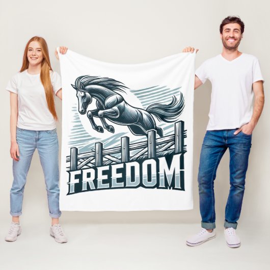 Pferd springt über Freiheitsmauer, Symbol der Mach Fleecedecke (Beispiel)