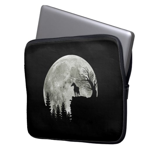 Pferd Stehend auf Mountain Halloween Weihnachtsges Laptopschutzhülle (Vorderseite Links)