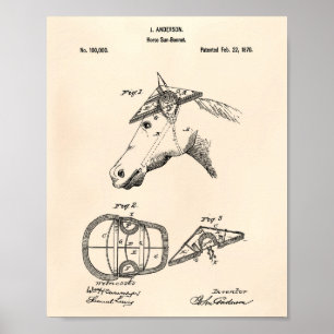 Pferd Sunbonnet 1870 Patent Art Old Peper Poster
