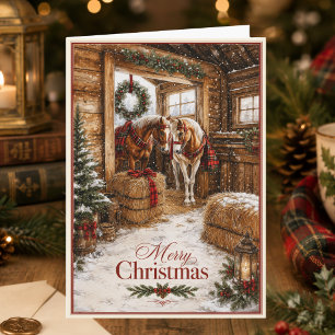 Pferd Tartan Karo Landweihnachten Feiertagskarte