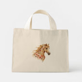 Pferd-Tasche Blumen Boho Reitsport Mini Stoffbeutel (Rückseite)