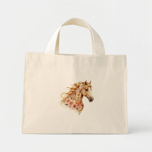 Pferd-Tasche Blumen Boho Reitsport Mini Stoffbeutel