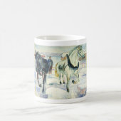 Pferd Team in Snow von Edvard Munch Kaffeetasse (Mittel)