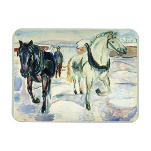 Pferd Team in Snow von Edvard Munch Magnet