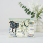 Pferd Team in Snow von Edvard Munch Postkarte (Stehend Vorderseite)